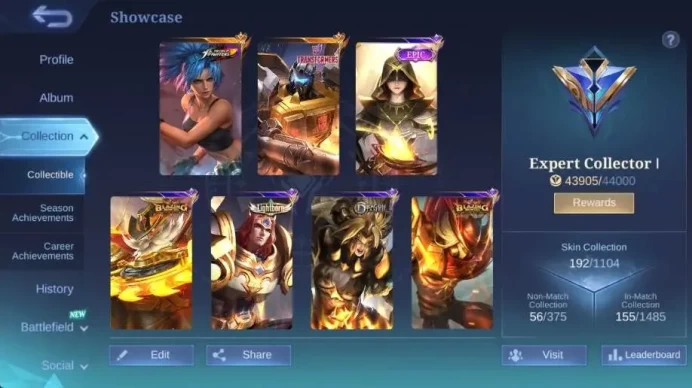 Global|Hero 103 Skin 192|Expert|CC Natalia|KOF Karina|Transformers Roger|Gara|LB Tigreal|S29 Melissa|More Check SS ML1960B