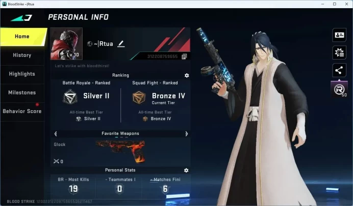 ASIA | BLEACH Striker Byakuya Kuchiki | Legendary MP5 Singularity | 1 Legendary Glock  |More Check SS BS954B