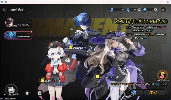 EU | Starter LV 3 | 1 SSR Daffodill + 1 SSR Selector + 5 SR | MC Female | Take Email | NTE178B