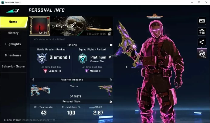 Asia|ETERNAL Lv3 Vector-ShadowDrake(118)+8 ULTRA[Hank,Lucian,M4A1,AK47,Vector,FAL,Etc]|LMT RPK|NetEase|BLS4498