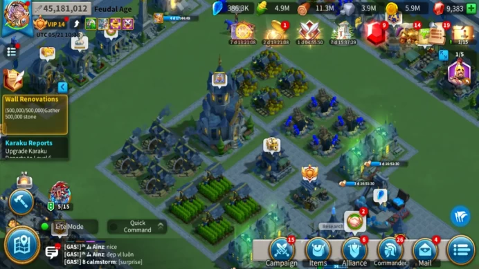 RISE93: 45M Might - Vip 14 - 20 PP - 2 Farm - 1 Skin - Castle 25