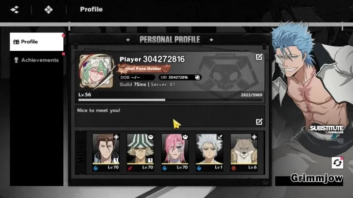 NuverseSEA|LV 56|8 SSR [(UraB1,AizenB1,Szayelaporro)+Stamp,Sajin,Yoruichi,Byakuya,Ikkaku,Toshiro]|4 Sign|Google(BSR1143)