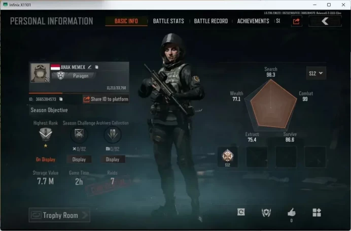 Mobile | LV 20 | SV 7.7 M | CV 5.2 M | Abomi. Vector 9, Forest MP5, Wire Set, Lava SVDS | more detail Check SS (AB412B)