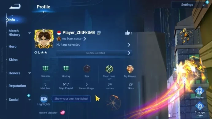 Hero 34 Skin 29 | Legend Skin Selection Chest |2 Legend(Sunce,LadySun),LOTM(Guiguzi),4 Epic Skins|Infinite|(HOK2007)