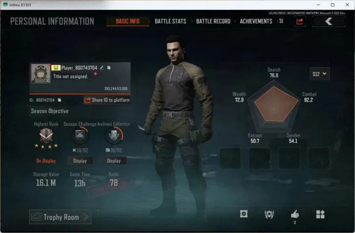 Mobile | LV 30 | SV 16.1 M | CV 11.2 M | Abomi Vector 9, Glacial AK-74N, Speed SQB M110 | more detail Check SS (AB414B)