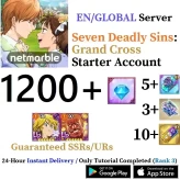 Global 7DS Grand Cross Starter Account with 1200-1300 Diamonds & 5+ SSR & Ultimate Escanor + Traitor Meliodas Guaranteed & 3+ SSR Tickets