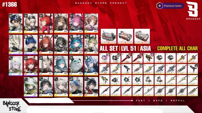 ARKE128//ASIA ENDGAME LVL 51 COMPLETE ALL CHAR LAEVATAIN P1 9 SSR WEAPON 3 SELECTOR SSR WEAPON