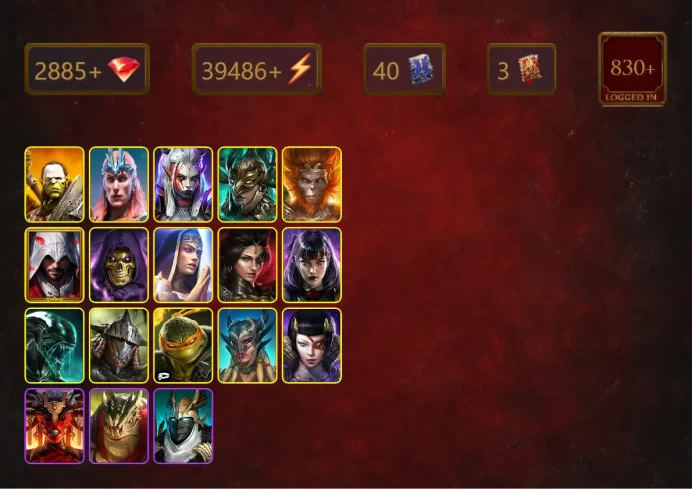 [STARTER]Martyr+Lady Kimi+Artak+Loki+Visix+Leminisi the Gold-Wing+Wukong+Ezio Auditore+Skeletor+Adelyn+Alice+Xenomorph+39Epics