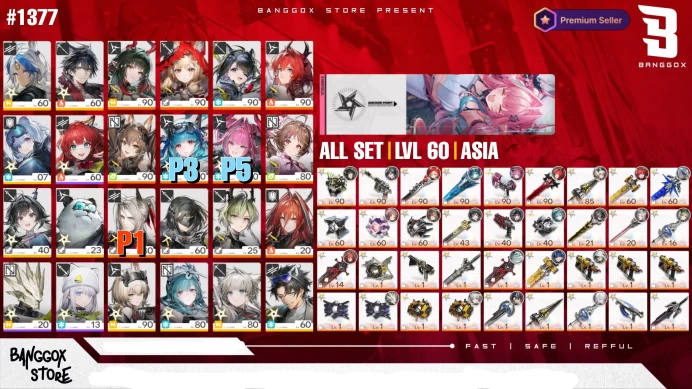 ARKE142//ASIA WHALE LVL 60 YVONNE P5 LAST RITE P3 6 LIMITED CHAR 36 SSR WEAPON POGRANICHNIK P1