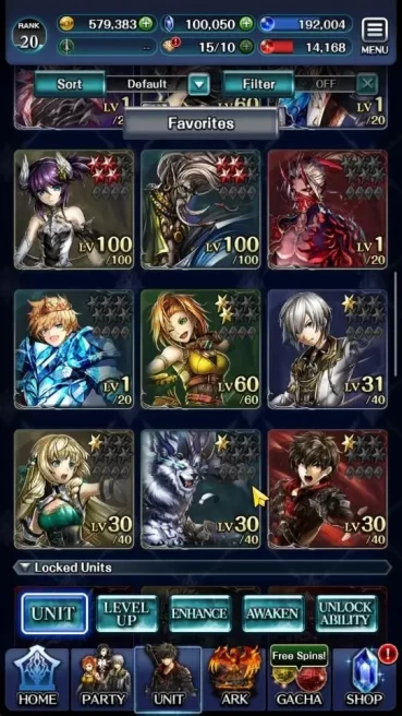 GLOBAL|100K Crystal|Rank 20|Top Tier Unit [A Roland,SM Sera,SS Lenius,ArchB Megius,G Lilaha]|19 SSR Ark|Code Only(LC1233)