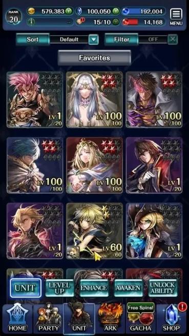 GLOBAL|100K Crystal|Rank 20|Top Tier Unit [A Roland,SM Sera,SS Lenius,ArchB Megius,G Lilaha]|19 SSR Ark|Code Only(LC1233)