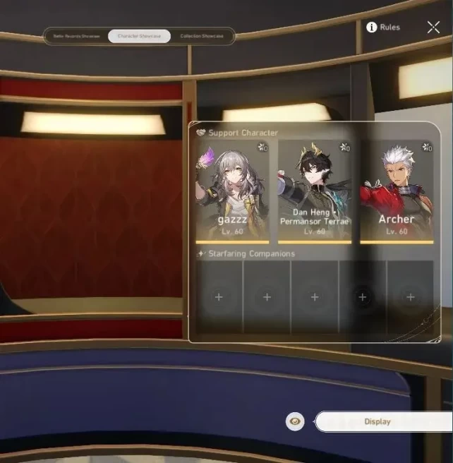Asia|TL 50|9 Limited|Cyrene+Sign,Kafka,Casto,Evanescia,Firefly,Topaz,Huohuo,Archer,Dante|MC Female|Take Mail|Check SS(HSR7113)