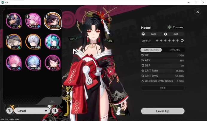 Global EU |HL 3| 2 SSR Hotori + Signature, Jiuyuan + 2 Selector On|6 SR|Male MC|Log Email|NTE1199