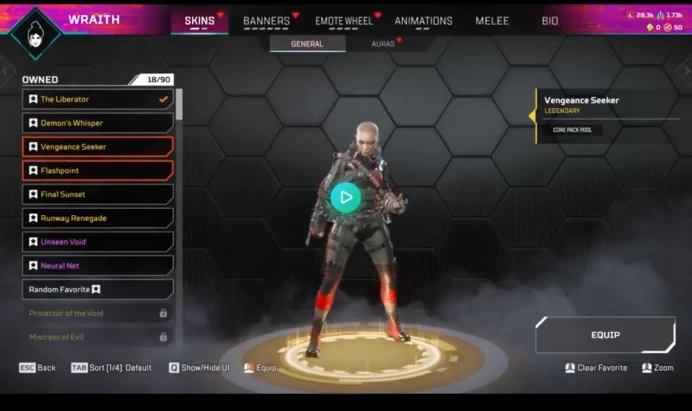 AP491//WRAITH HEIRLOOM 536 lvl 136 legs Ea app + Psn