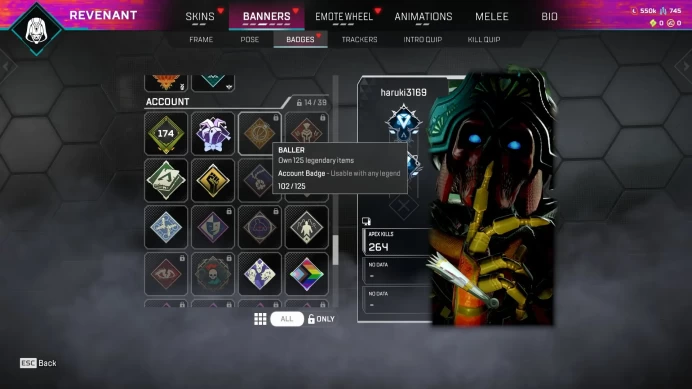 AP496//APEX Level 674 102 LEGEND SKINS EA App + XBOX Ranked Unlocked Full Access