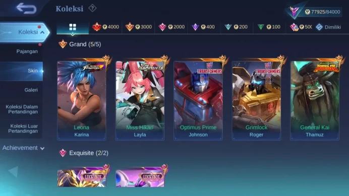 Global|Hero 132|Skin 298|Renowned|Legend Lunox|KOF Karina|Asp Layla|Trans John+Rog|KFP Tham|LB Saber+Uranus|More CheckSS ML1787B