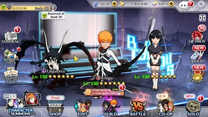 [GLOBAL]6K Orbs+Fresh All Story|New Ichigo Renewed,Nemu TYBW25,Crescent[Ulquiorra,ichigo],Gin Fierce,Etc|CE ON|Klab ID(BBS2663)