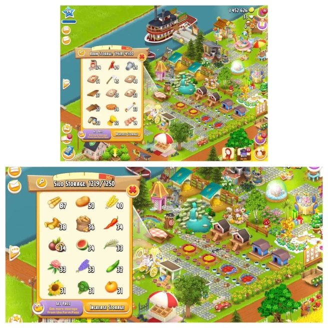 HD138 | Level 94 | Barn Storage 4500 | Silo Storage 1250 | Coins 1M+ | Diamonds 33 | Android & iOS -- Instant Delivery.