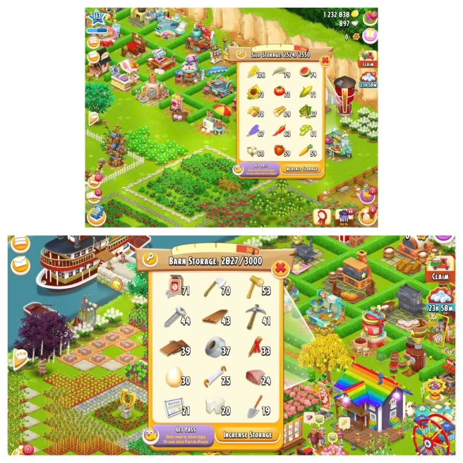 HD141 |  Level 113 |  Barn Storage 3000 | Silo Storage 2550 | Coins 1M+ | Diamonds 897 |  Android & iOS -- Instant Delivery.