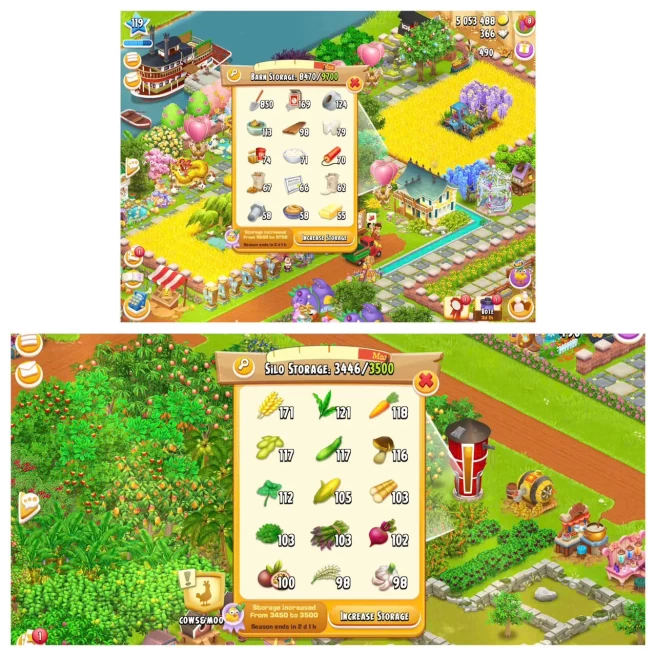 HD142 | Level 119 | Barn Storage 9700 | Silo Storage 3500 | Coins 5M+ | Diamonds 366 | Android & iOS -- Instant Delivery.