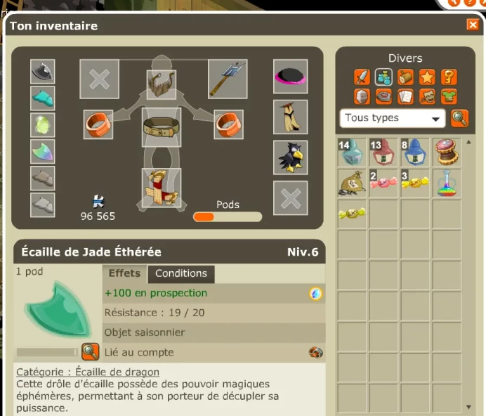 Enutrof niveau 142 Eau/Sagesse – OPTI Prospection + Métier Pêcheur 100 rentable ! (Allisteria2)