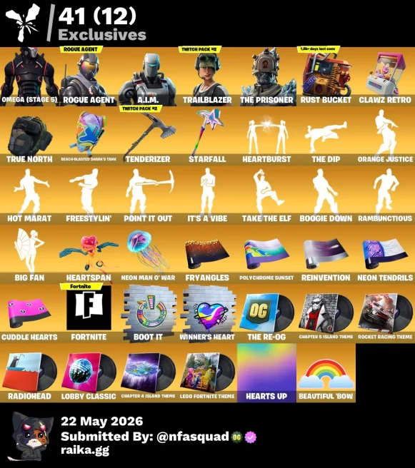 [PC] 125 skins | Omega (stage 5) | Rogue Agent | Trailblazer | Optimus Prime | Ragnarok | Zenith | Era | Calamity | Drift | Blackheart | Carbide