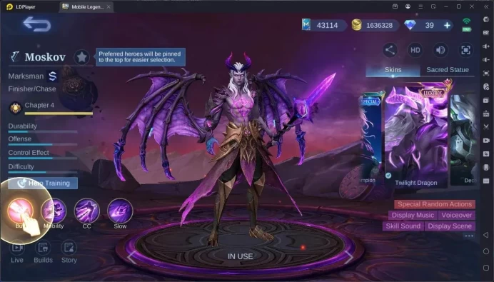 Global|Hero 131|Skin 405|Exalted|Legend Miya,Saber|DAWNINGN Lance|KOF Chou|Prime Granger|Collector Pharsa|More Check SS ML1976B