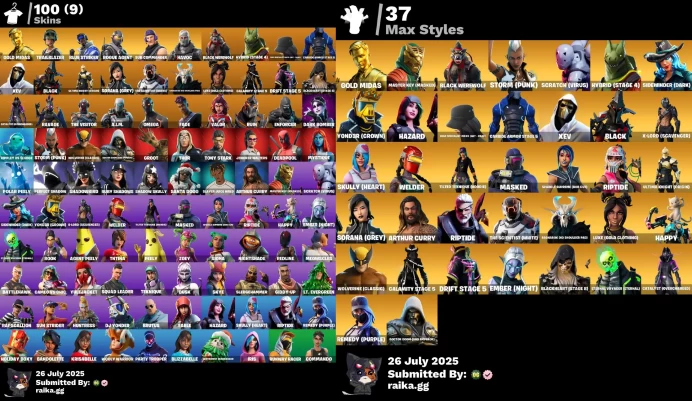  [PC/PSN/XBOX] 100 skins | Merry Mint Axe | Gold Midas | Trailblazer | Blue Striker | Rogue Agent | Sub Commander | Havoc | Rust Bucket LKK525