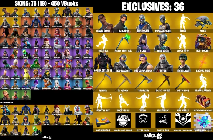 [PC/PSN] 75 skins | Travis Scott +Floss | The Reaper | Blue Squire | Royale Knight |  | Mako | Take The L	MSS41