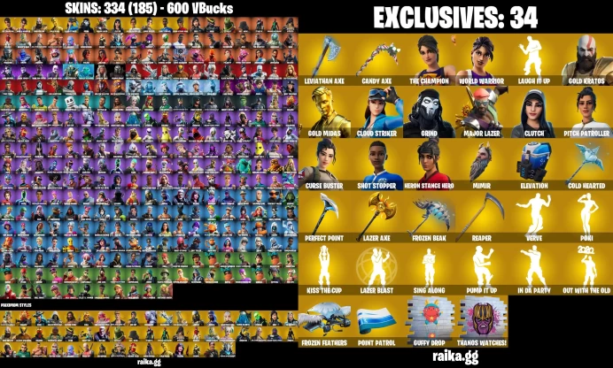 You Can change MAil PC/XBOX 334 skins | Leviathan Axe | Psycho Bandit | Chun-Li | Aura | Go Mufasa | Lara Croft	MSS44