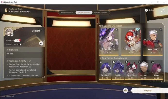 [ASIA] HSR TL40 9 Limit Prime Team Archer + 34 Special Pass 2 Golden Companion 10k Jade HSR386B