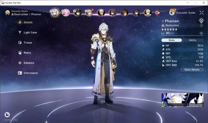 [ASIA] TL 62 | 9 Limit | Phainon | Cyrene | Dan Heng | Archer | Ruan Mei | Balde | Sparkle | Detail Cek SS | HSR396B