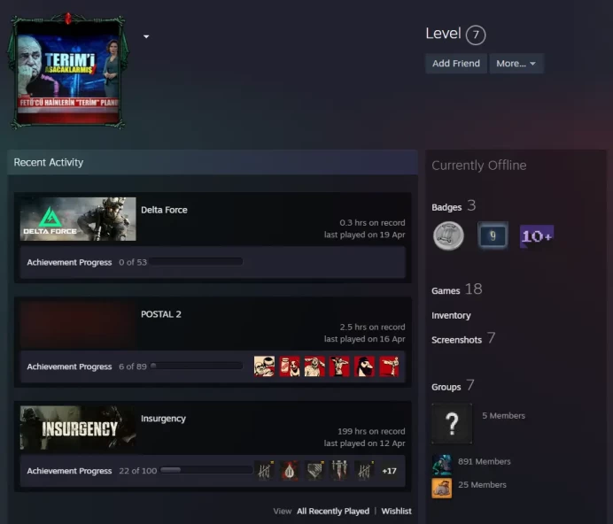 18Game-Rust-CS2 Prime 568 hours+5Medals(2017-2025 Service Medal/5Y/Loyalty Badge/Global Offensive Badge)