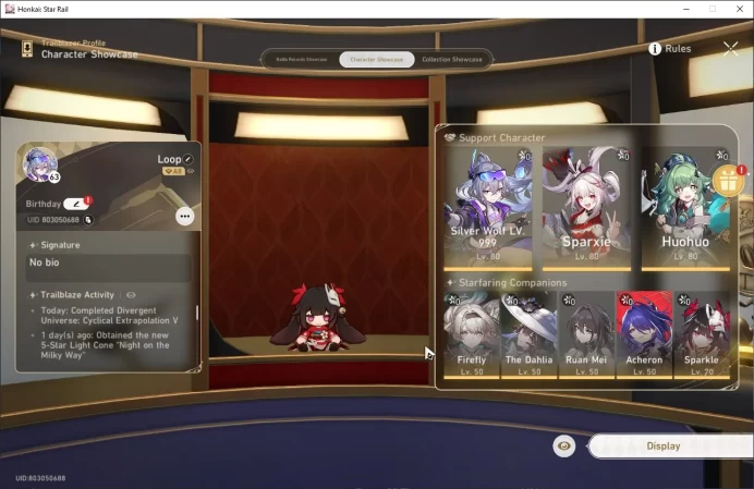 ASIA | TL63 | SILVER WOLF LV999 + SIGN + SPARXIE + HUOHUO + ACHERON + FIREFLY + RUAN MEI+SPARKLE|35FUEL |CEK SS LENGKAP HSR408B