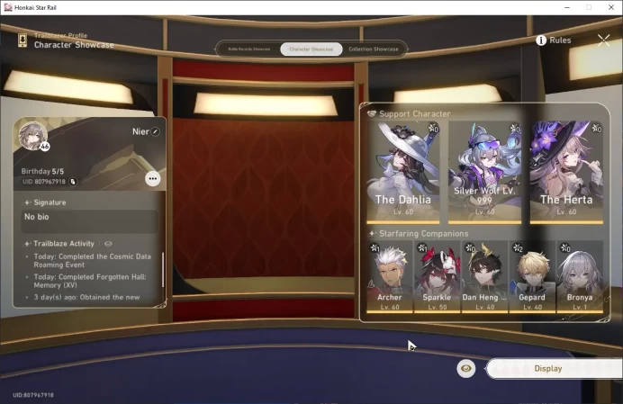 ASIA TL46 6 Limit: SW+Sign Sparkle E1 DanHeng PT The Dahlia The Herta Archer E1 Jade 1025 Pass 2 Full SS HSR409B