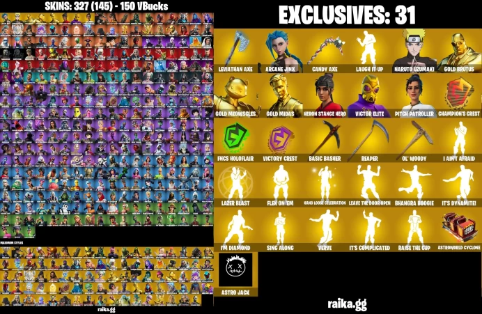 [PC/XBOX/PSN] 327 skins | Leviathan Axe | Arcane Jinx | Chun-Li | Aura | Lara Croft | Ghoul Trooper | Candy Axe	MSS57