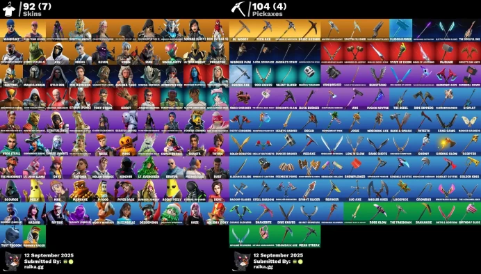 [PC/XBOX] 92 skins | OG STW | Raven | Tony Stark | Peely | Mandalorian | Kylo Ren | Catalyst (Overcharged)	MSS62