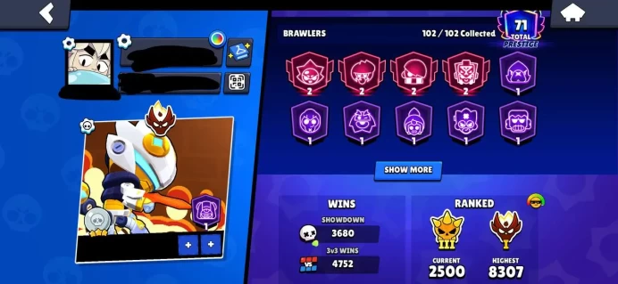 MASTER-31 BUFFIES-88367 TROPHIES-ALL 102 BRAWLERS-44 HYPERCHARGES-25 MAX POWER- 4X PRESTIGE 2-71 PRESTIGES-280 SKINS-WARRANTY-CHEAPEST-INSTANT