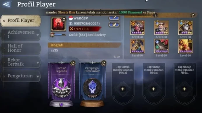 GLOBAL 60x|Lv 38|1,1M Power|3 Lord[King Harz,VenomaA1,Torodor]|40 Legend[WukongA3,Lady Mina,ValeriyaA1,Etc]|Take Mail|(WOR1212)