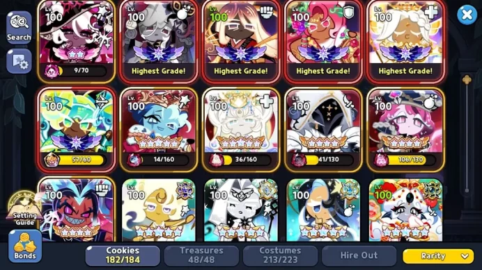 CRK463: Lv83 - 5600k Powers - Castle 15 - 182/174 Cookie Witch 2* + Sonic   - Pure Vanilla - 4k4 Crystal