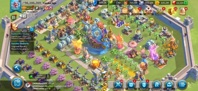 ROK2355: 96M - Vip 16 - 20 Commanders - 28 Passport - 1M Credit - 10k Gems - 2 Skin - 1 farm