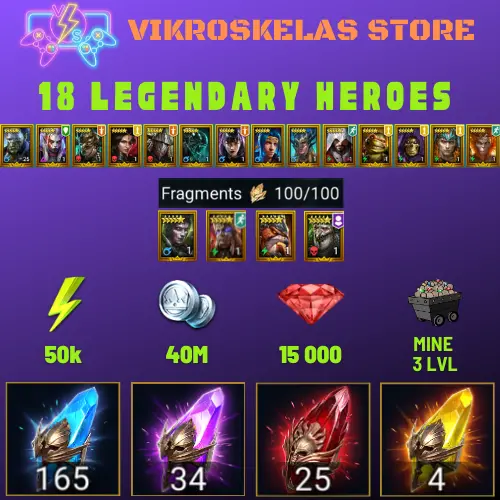 Starter: 165 Ancient, 34 Void, 25 Primal, 4 Sacred Shards | Ninja + 17 Login Legendary | 15k Gems | 50k energy | Mine max / Shard [r]
