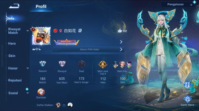 [GLOBAL] 112 Heroes & 100 Skins | BF Legend, Dya Dia SXD,  Hou Yi SXD, LOM Shi | Detail Cek SS HOK233B