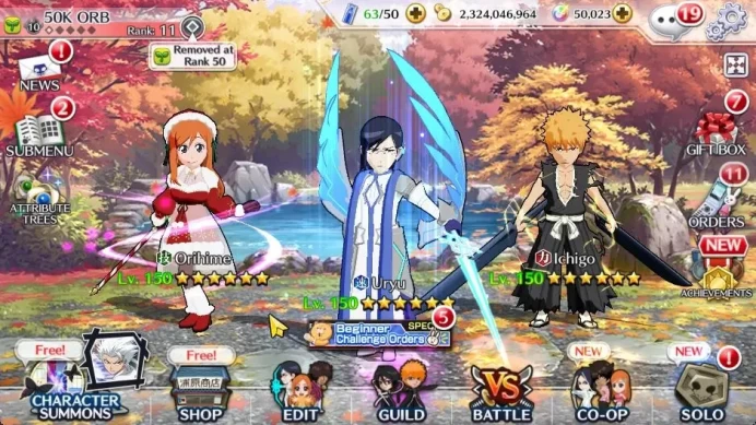[GLOBAL]50K Orb|Rukia 10th Anniv,TYBW25(Yachiru,Nanao,Nemu),Ulquiorra Crescent,Etc|8,2K AccTicket|Check SS(BBS2002)