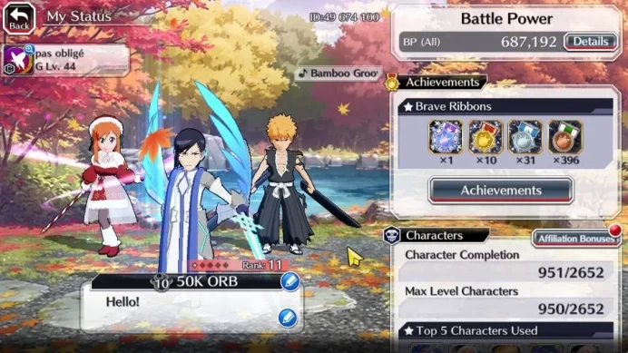 [GLOBAL]50K Orb|Rukia 10th Anniv,TYBW25(Yachiru,Nanao,Nemu),Ulquiorra Crescent,Etc|8,2K AccTicket|Check SS(BBS2002)