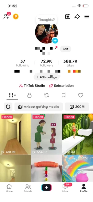 Instanly Delivery/Monetized 72K Real Followers+380K Real Likes Account/ Creator Rewards Program Activated/ Full Access