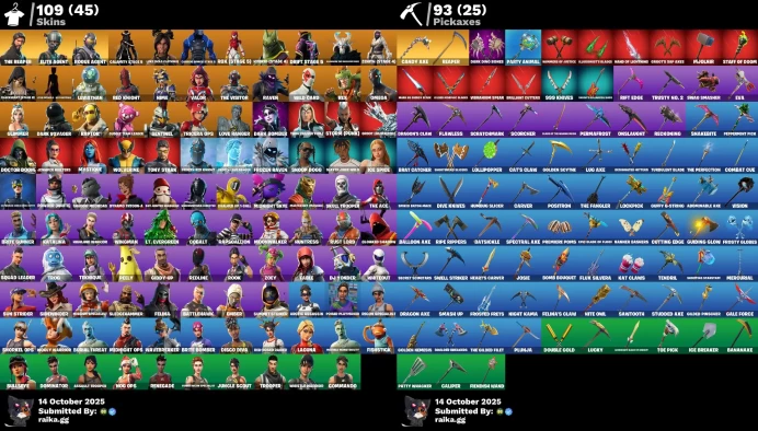 PC/PSN/XBOX] 109 skins | The Reaper | Take The L | Elite Agent | Catwoman Comic Book Outfit | Candy Axe | Raven	MSS71