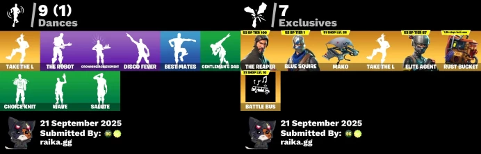 [PC/PSN/XBOX 9 skins | The Reaper | Blue Squire | Mako | Take The L | Elite Agent | Rust Bucket | Dark Voyager	MSS76