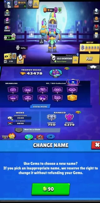 52LV11BRAWLERS~43478TROPHIES~283SKINS~38HYPERCHARGE~99BRAWLERS #A1296Z