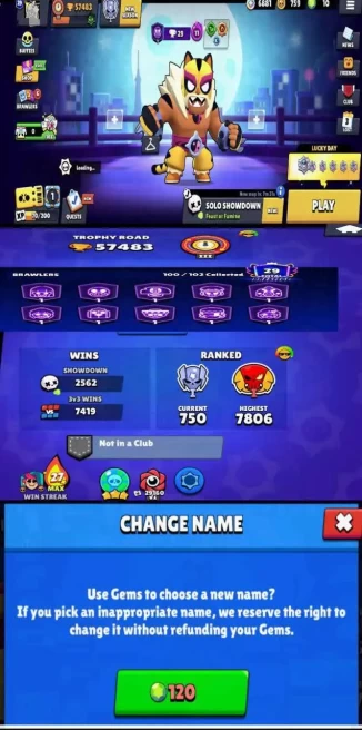 48LV11BRAWLERS~57483TROPHIES~329SKINS~34HYPERCHARGE~100BRAWLERS #A1297Z